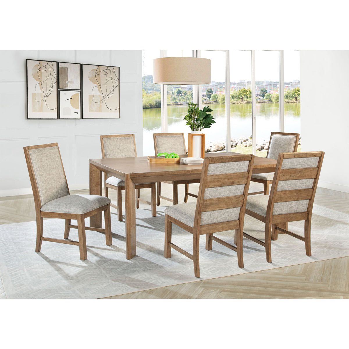 Juego de comedor rectangular con patas angulares