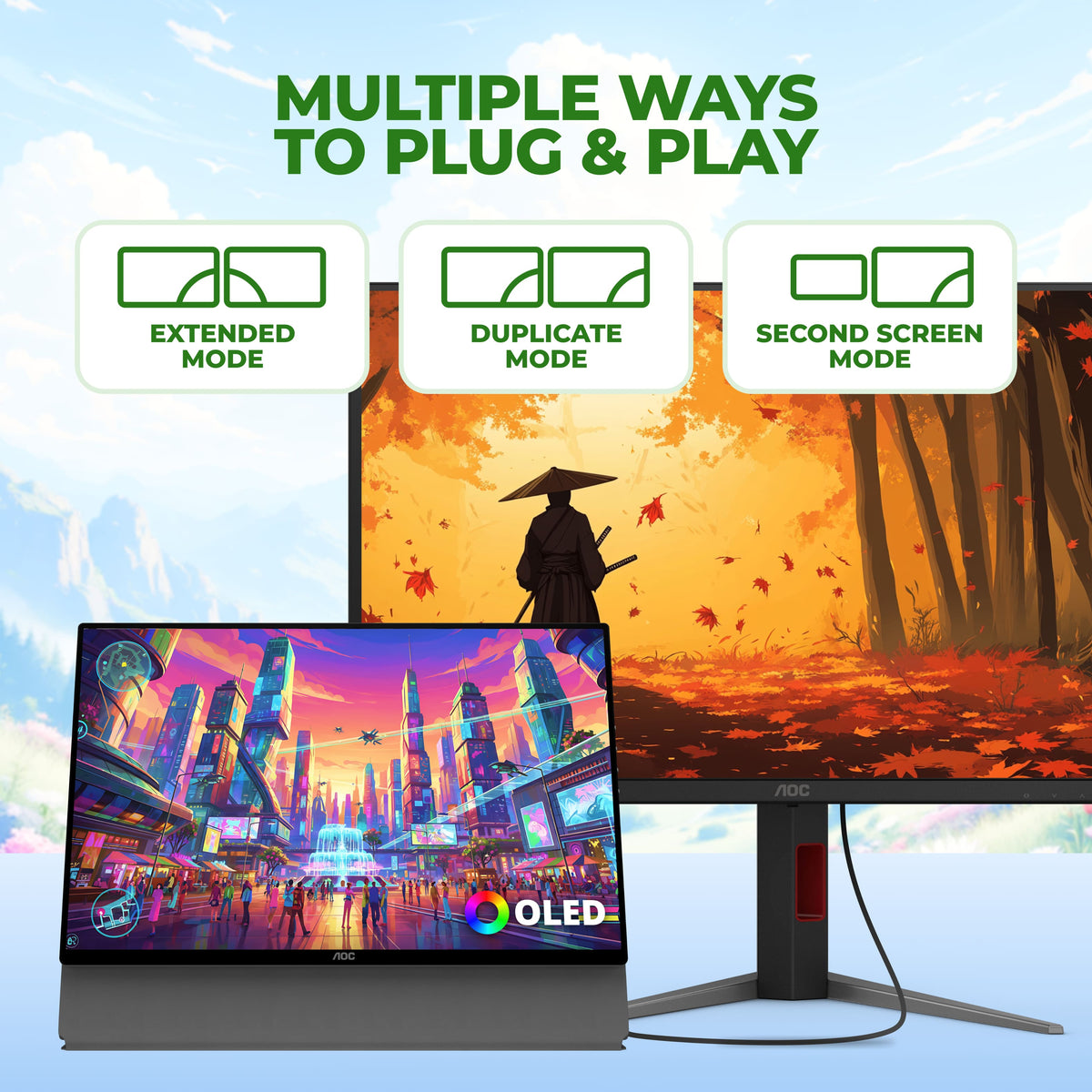 AOC - 16T40D 16" OLED WUXGA(1920x1200) Panel Portable USB-C Monitor - Black