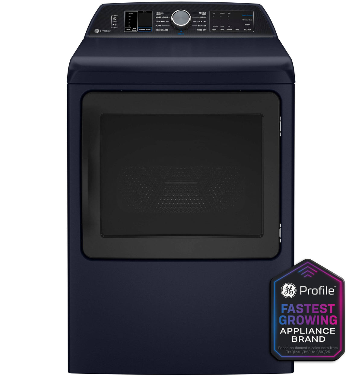 GE Profile - 7.3 Cu. Ft. Smart Electric Dryer with Steam and Tangle Control - Sapphire Blue