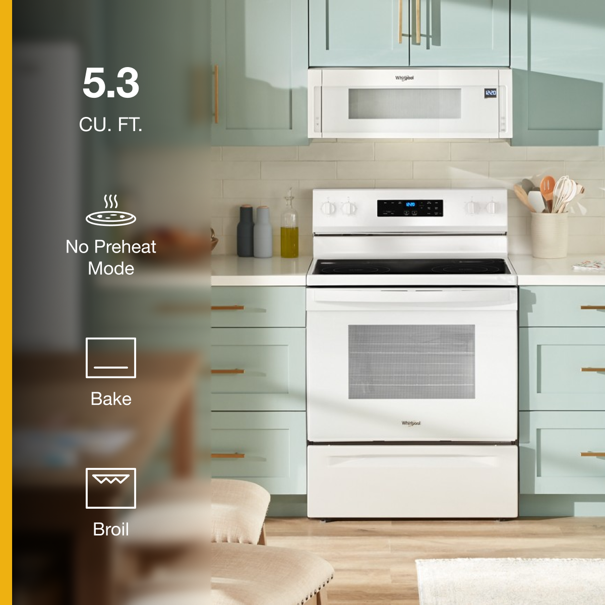 Whirlpool - 30 in. Wide 4 element 5.3 cu. ft. Freestanding Electric Range with No Preheat Mode - White