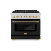 ZLINE - 36 in. Wide 6 Burner Autograph Paramount Dual Fuel Range with Black and Bronze Accents (SDRSZ-BLM-36-CB) - Black