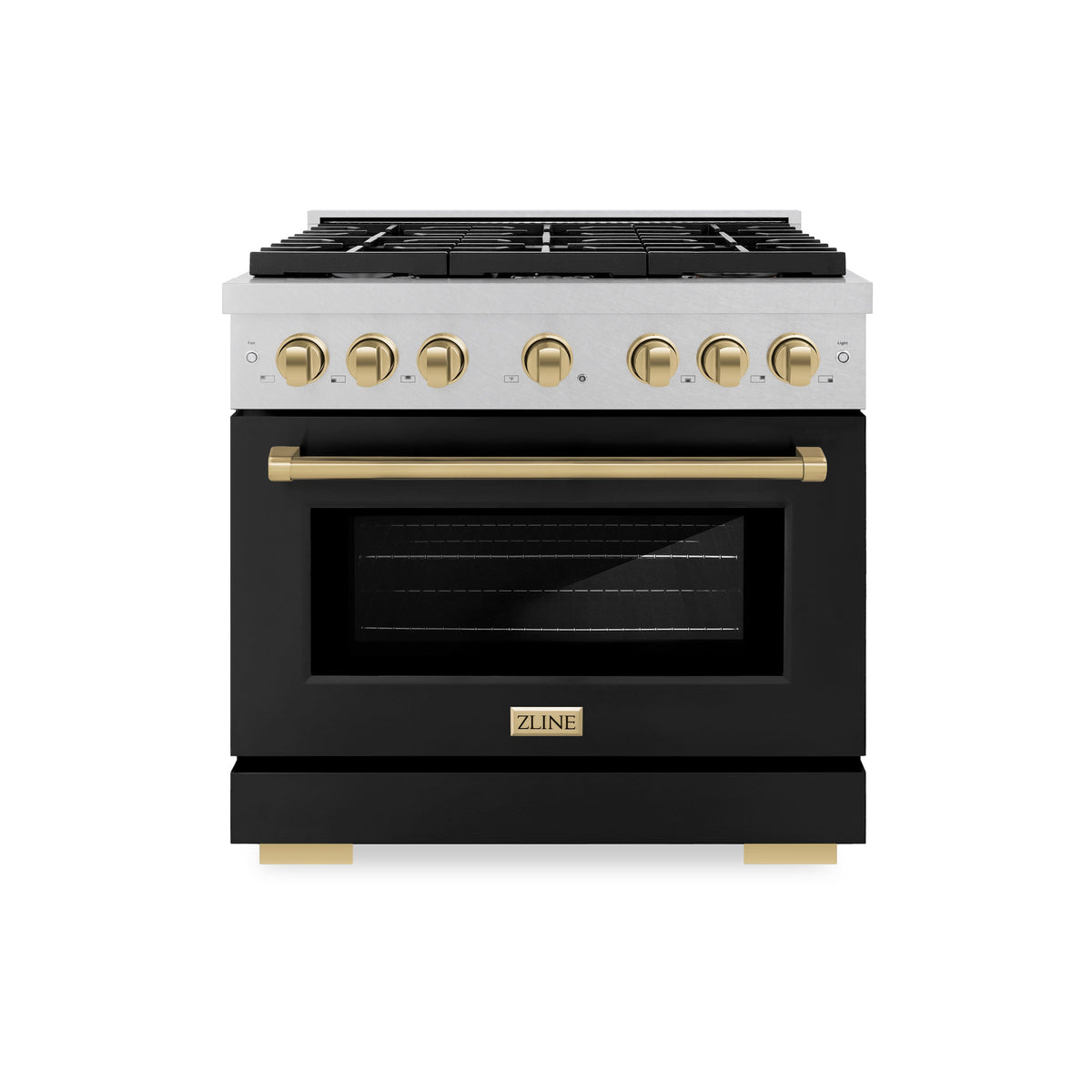 ZLINE - 36 in. Wide 6 Burner Autograph Paramount Dual Fuel Range with Black and Bronze Accents (SDRSZ-BLM-36-CB) - Black