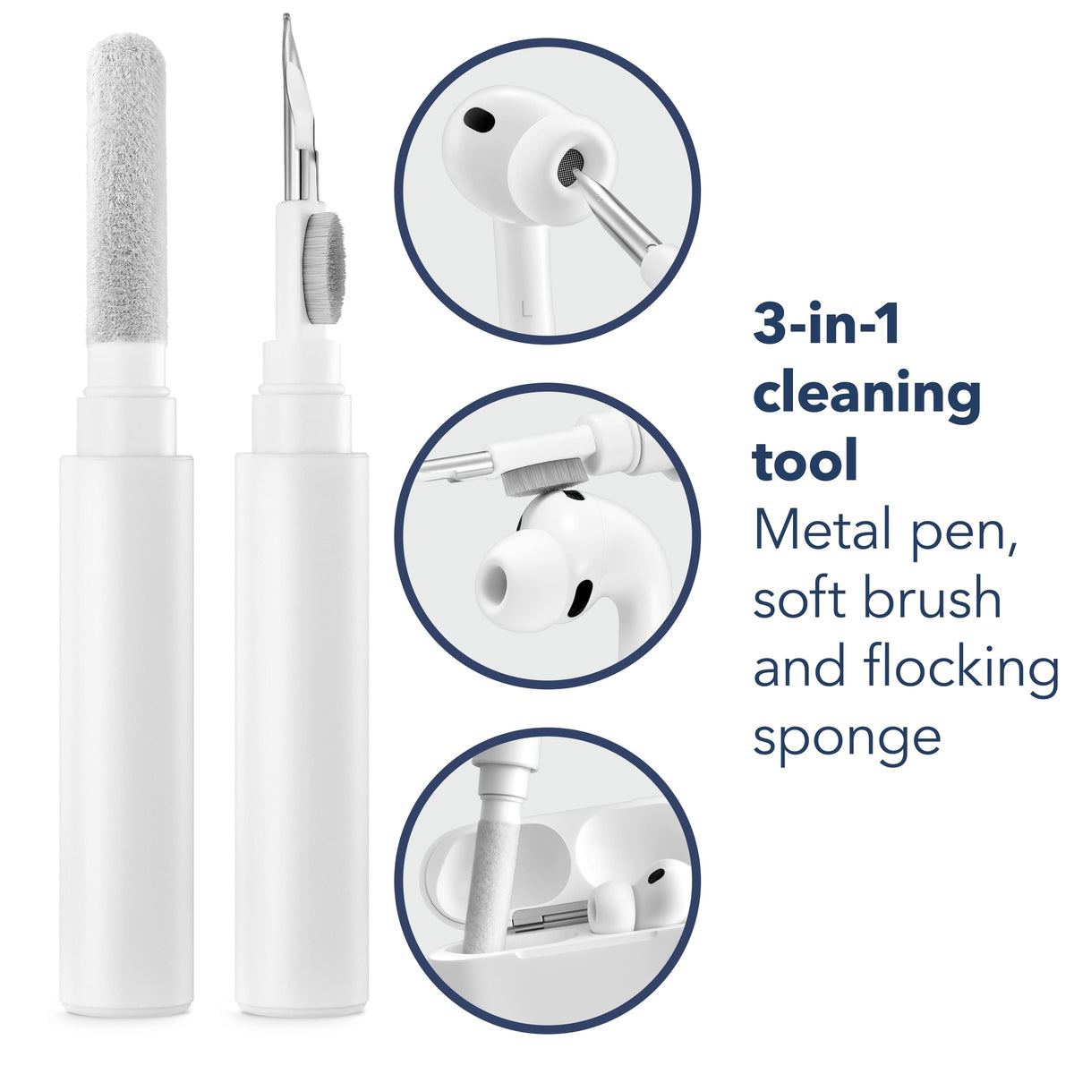 Insignia™ - Silicone Case for Apple AirPods Pro 3 with 3-in-1 Cleaning Tool - Black