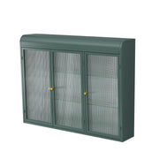 Arched Wall Mounted Cabinet, 3 Door Storage For Kitchen - Dark Green