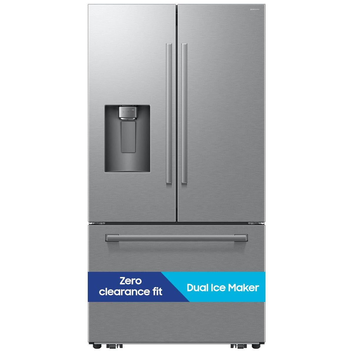 Samsung - 36 in. Wide Bespoke AI 29 cu. ft. 3-Door French Door Refrigerator with Zero Clearance Fit & Dual Auto Ice Maker - Stainless Steel