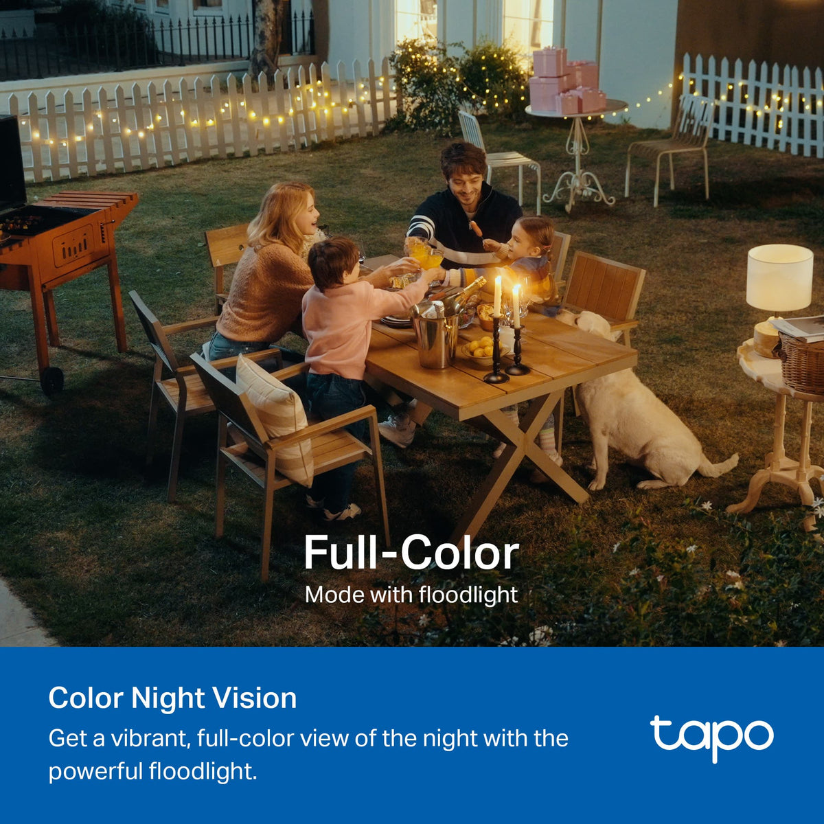 TP-Link - Tapo Wireless Floodlight Pan-Tilt Security Camera, 360° Viewing, 2K Crystal-Clear Video, Solar Charged - No Monthly Fees - White