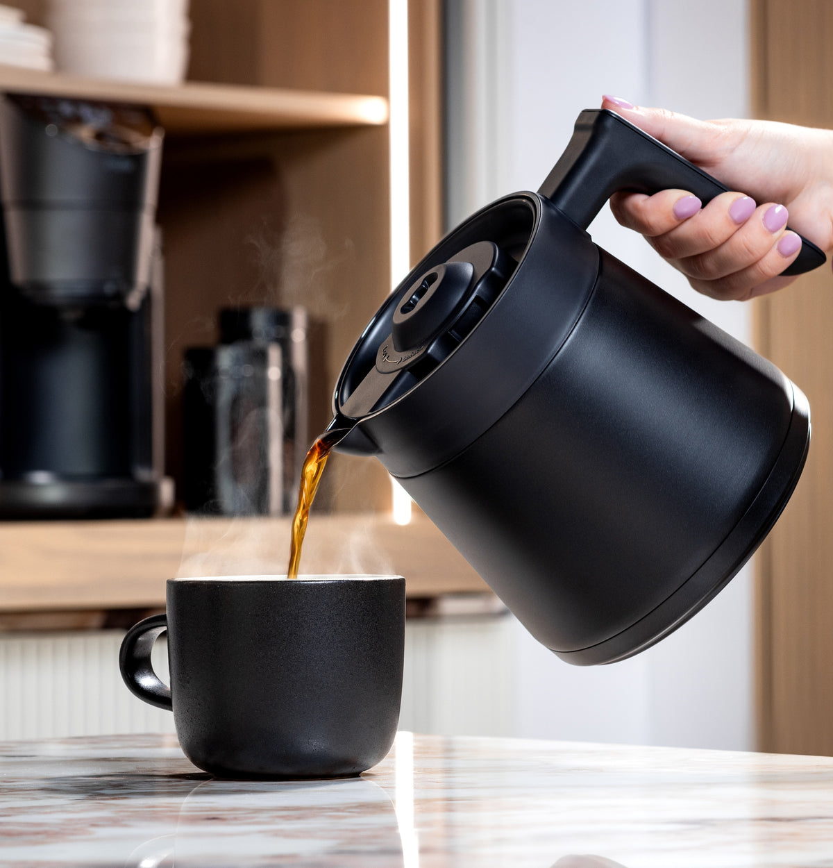 GE Profile - Grind and Brew 10-Cup and Single Serve Brewer with 6 Option Adjustable Burr Grinder - Carbon Black