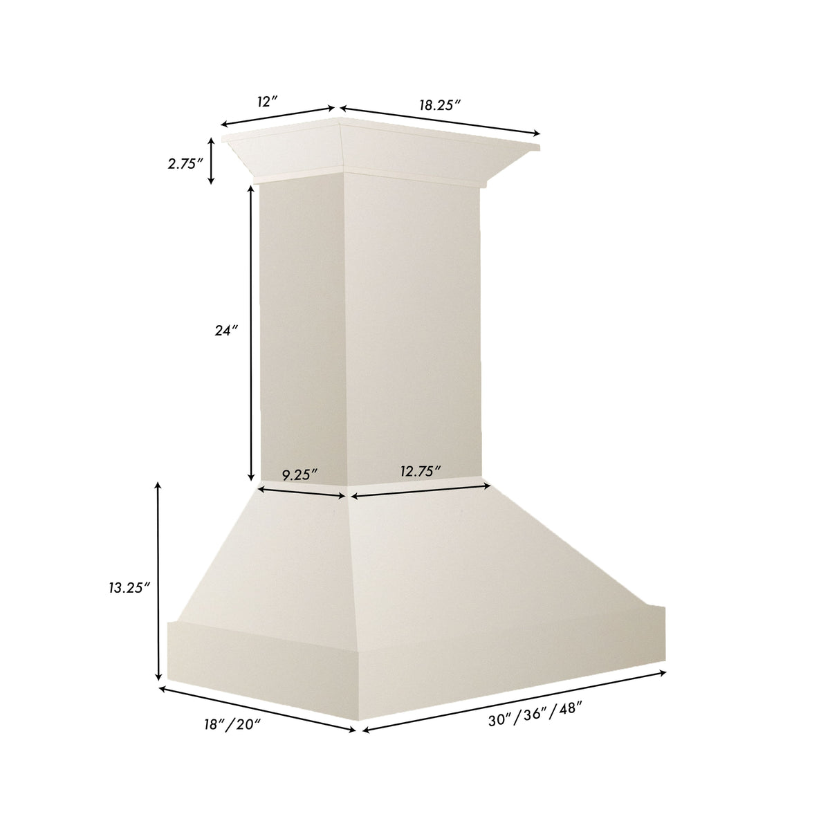 ZLINE - 48 inches - Externally Vented - Wall Range Hood - Cottage White