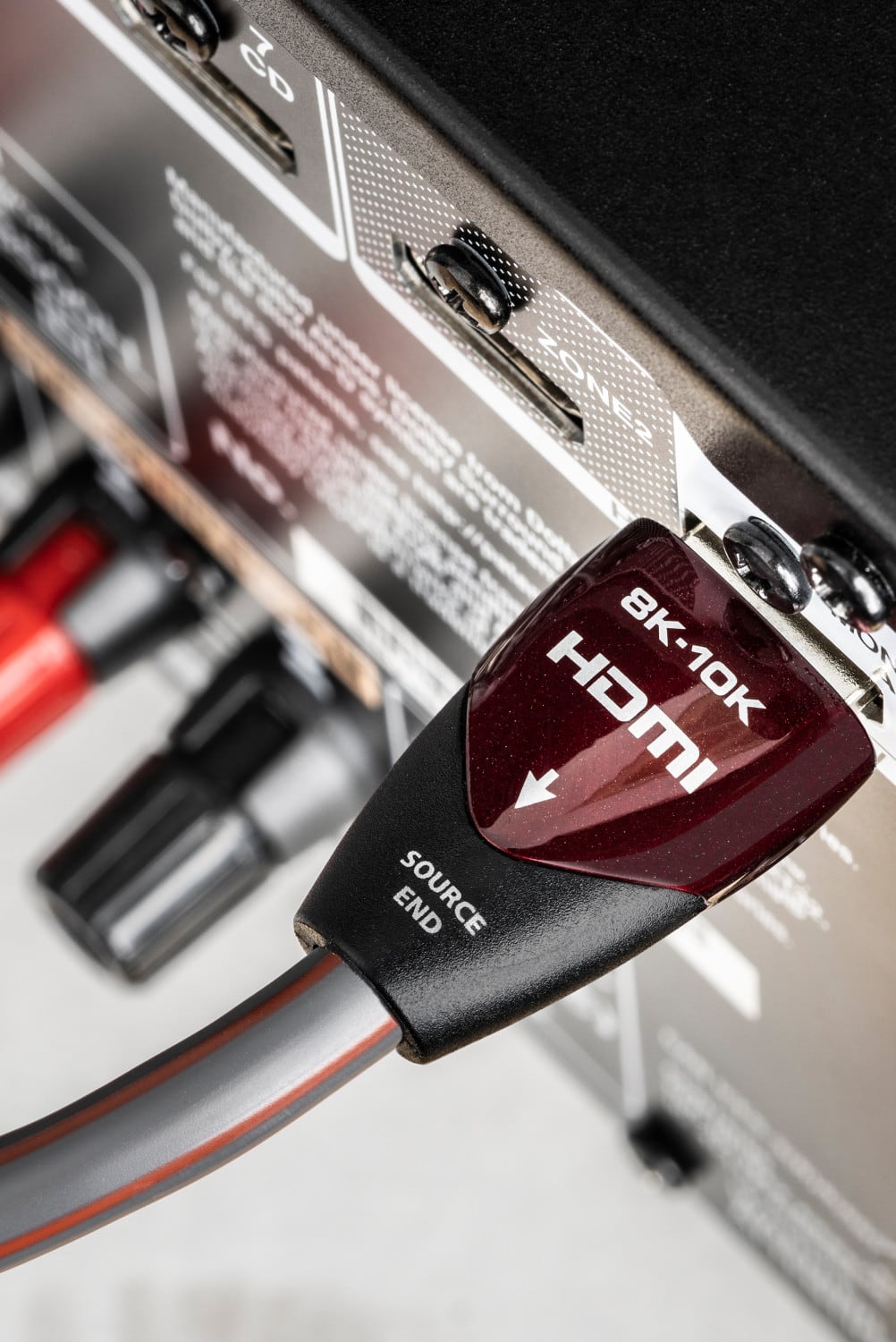 AudioQuest - Cherry Cola 48 49.2' 4K-8K-10K 48Gbps In-Wall Rated HDMI Cable - Gray with Red Stripes