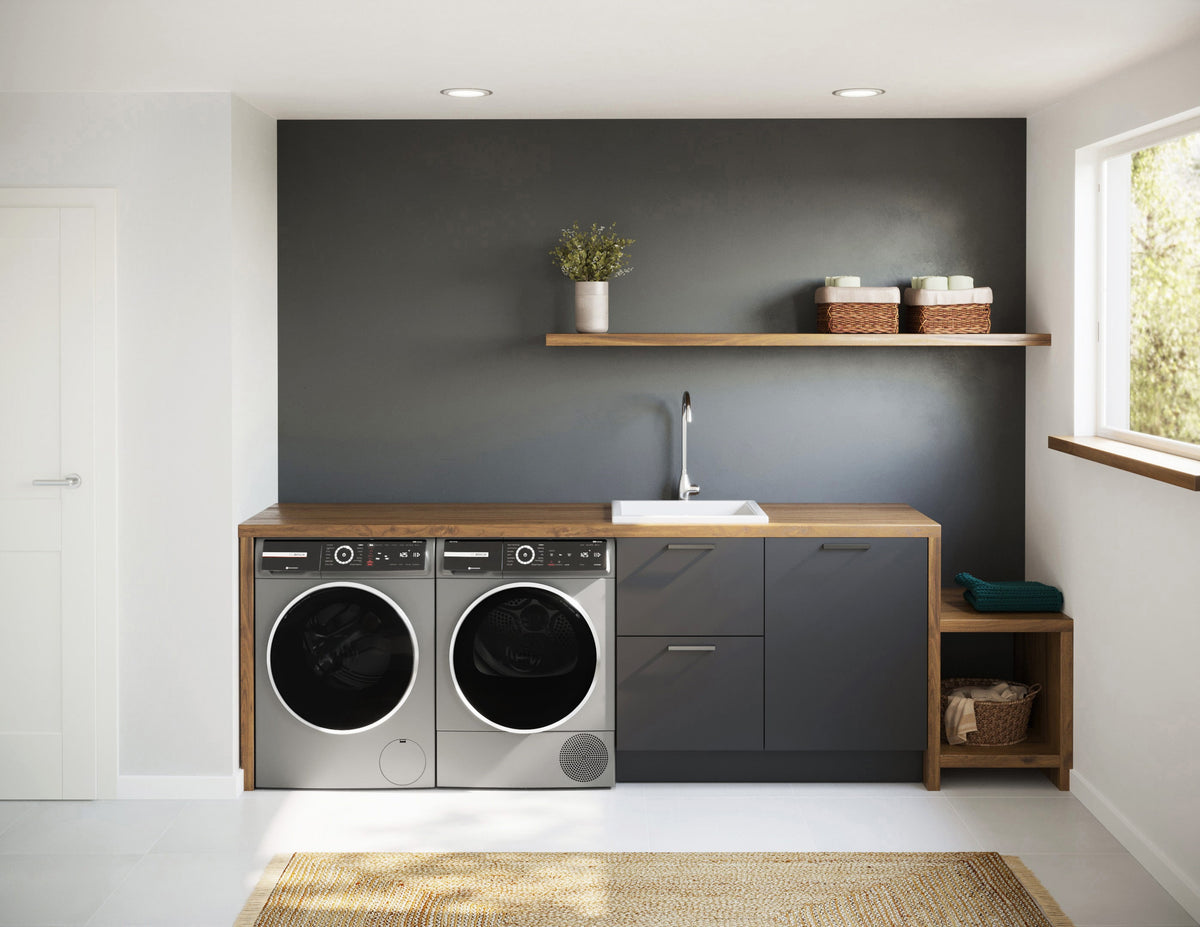 Bosch - 800 Series 2.4 Cu. Ft. High-Efficiency Stackable Smart Front Load Washer with Steam and 4D Wash System - Pearl steel
