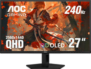 AOC - 27” QD-OLED, QHD, 240hz, G-Sync Compatible, .03ms, Gaming Monitor - Black