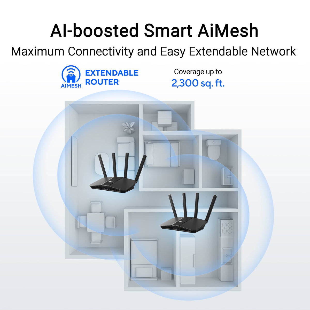ASUS - RT-BE59 BE5000 Dual-Band Wi-Fi 7 Router - Black