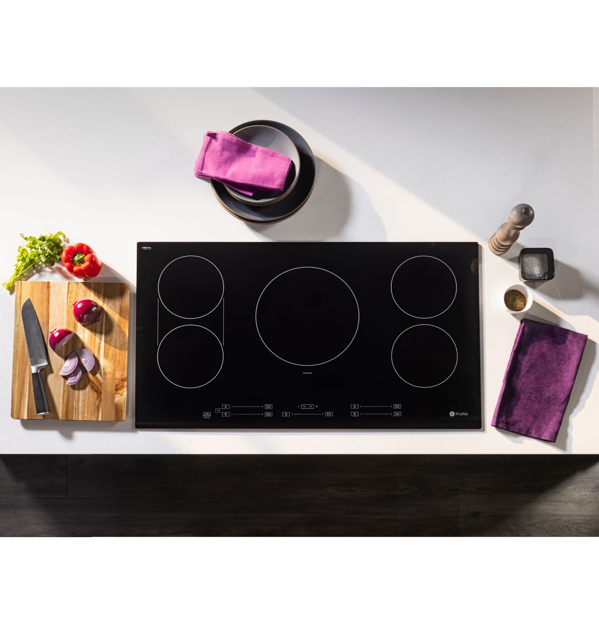 GE Profile - 36" Built-In Electric Induction Cooktop with 5 Elements, Slide Touch Controls, and Power Boost - Black