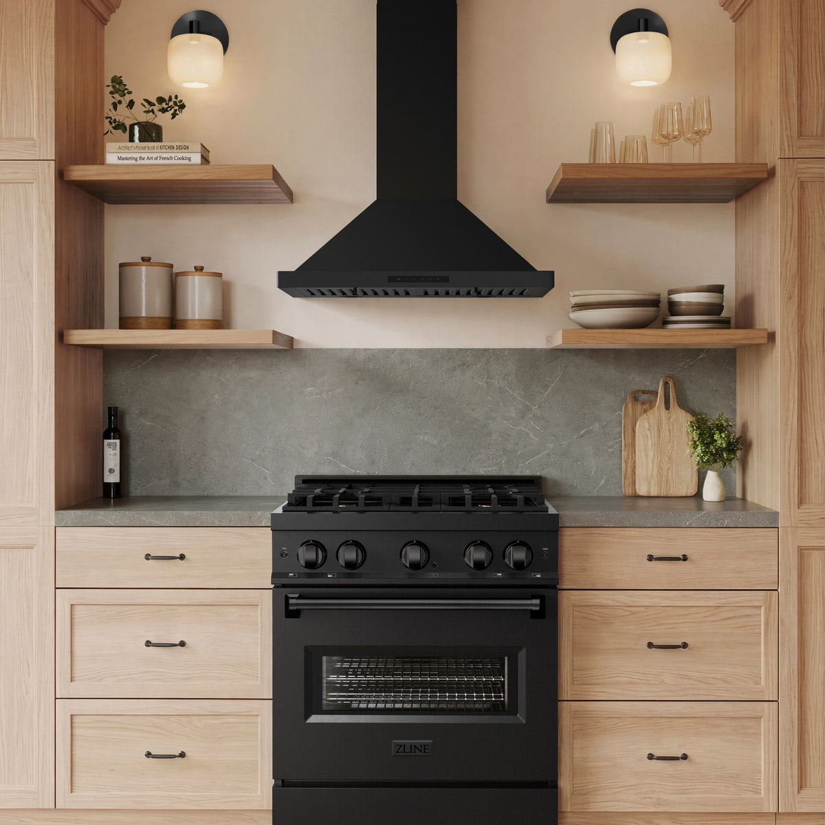 ZLINE - 30 inches - Externally Vented - Wall Range Hood - Black Stainless Steel