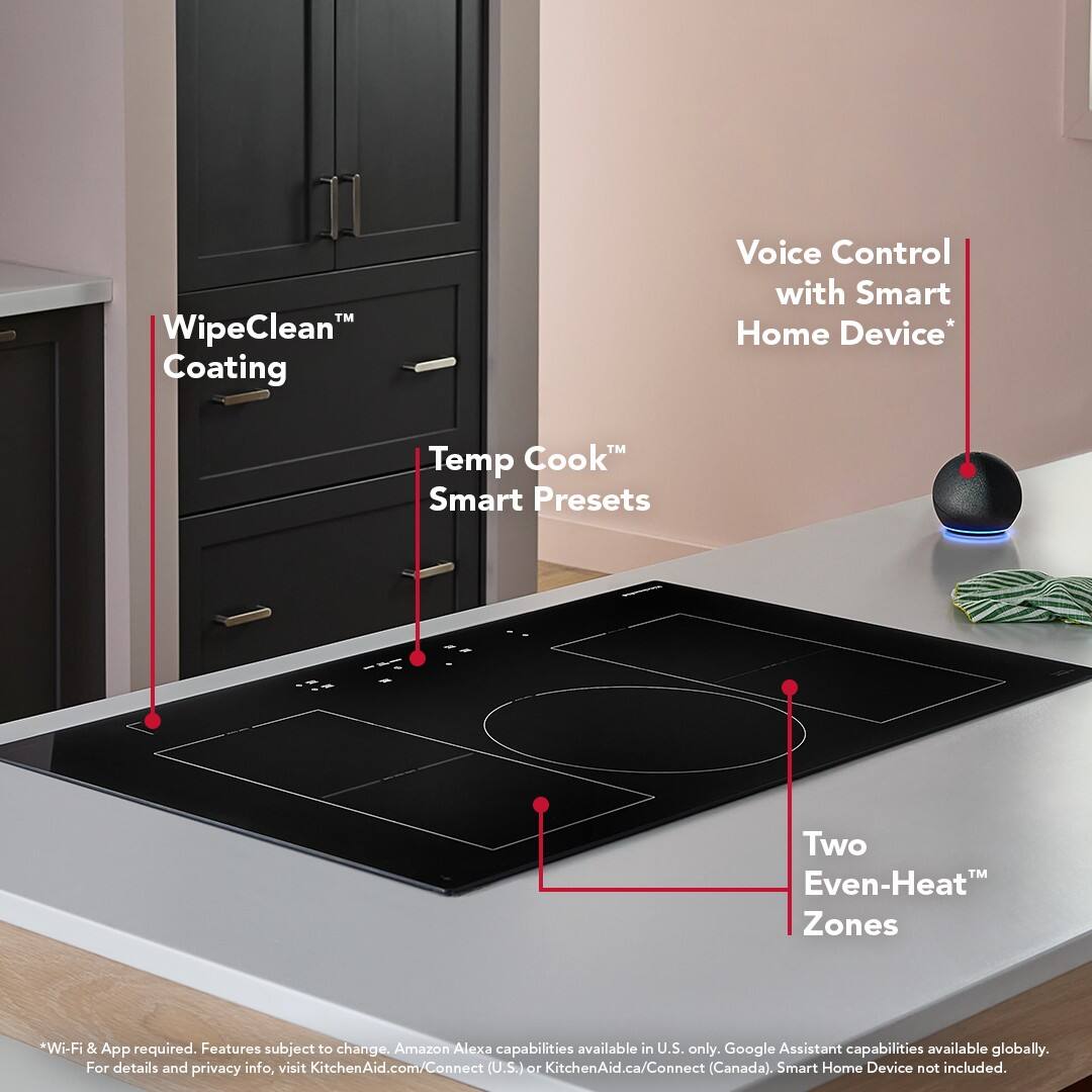 KitchenAid - 36 in. Wide 5 element Electric Induction Cooktop withTemp Cook Induction Technology - Black