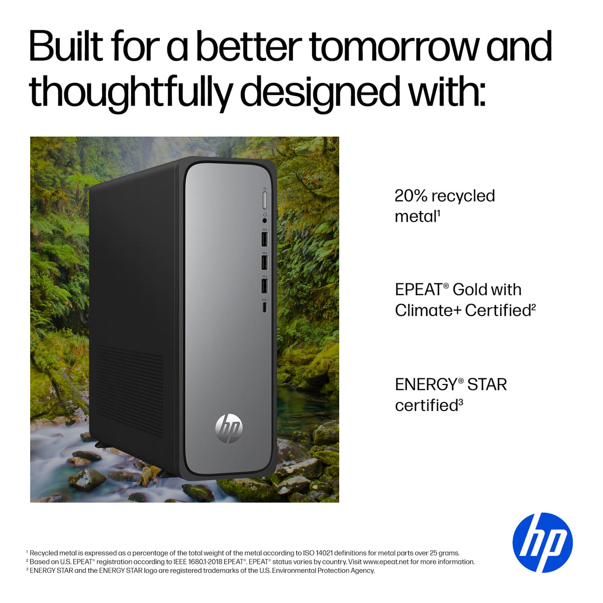 HP - OmniDesk Slim Desktop - Intel Core i3-13100 2023 - 8GB DDR5 Memory - 256GB SSD - Meteor Silver