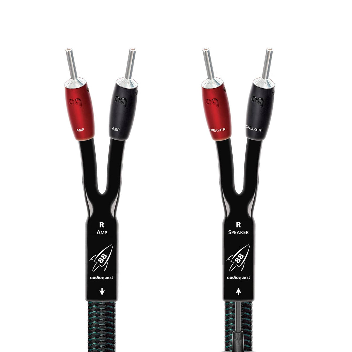 AudioQuest - Rocket 88 Full-Range 9' Analog Speaker Cable w/ SureGrip 500 Connectors with Banana to Banana Connectors - Green on Black