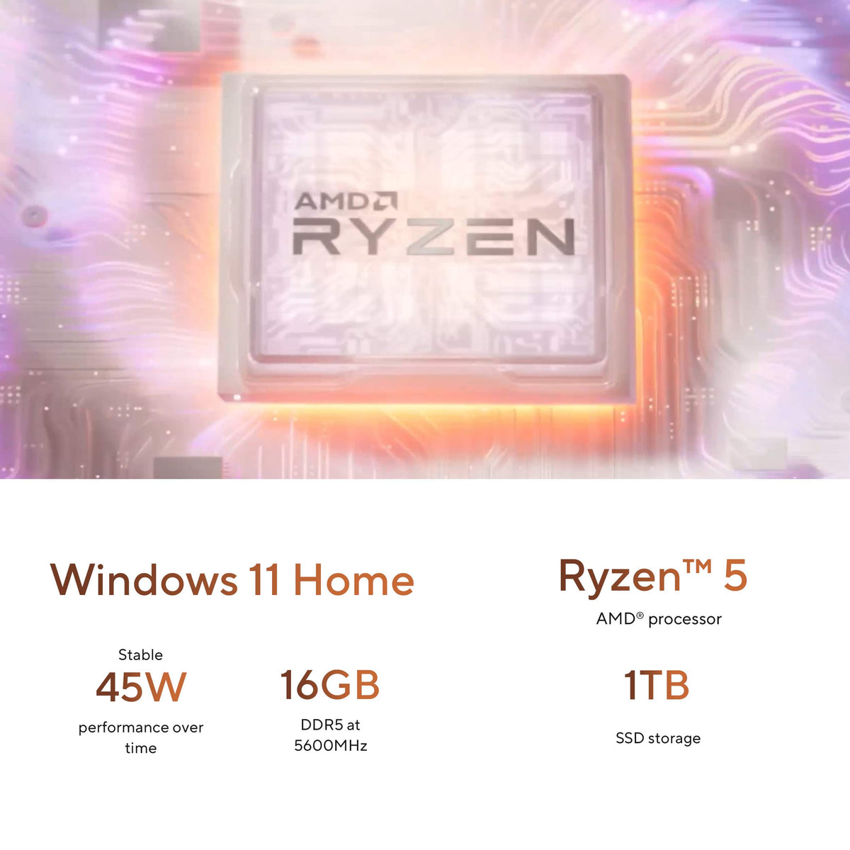 ASUS - VM501 Desktop - AMD Ryzen 5 220 (2025) - 16GB Memory - 1TB Storage - Black