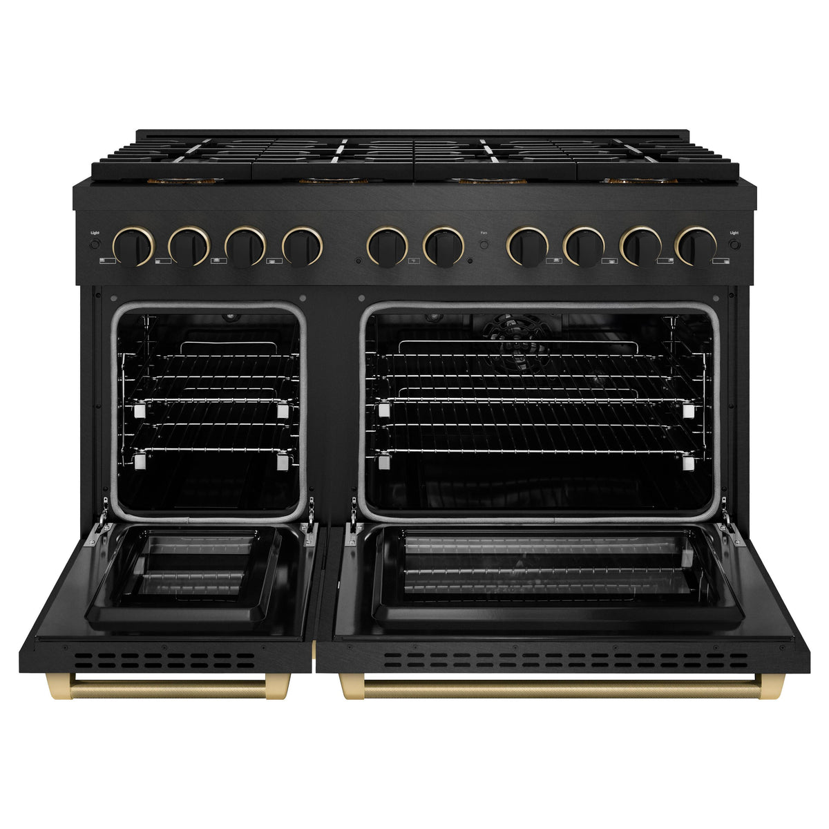 ZLINE - 48 in. Wide 8 Burner Designer 6.7 cu. ft. Freestanding DuoPro Dual Fuel Range with with Black and Bronze Accents - Black Satin Stainless Steel