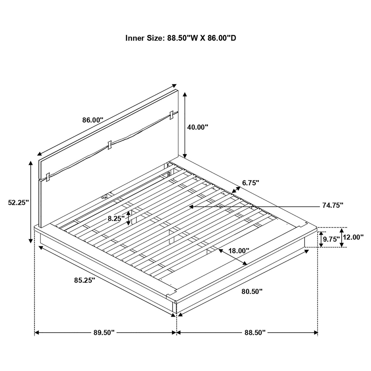 Beverly - Juego de dormitorio con diseño de base flotante