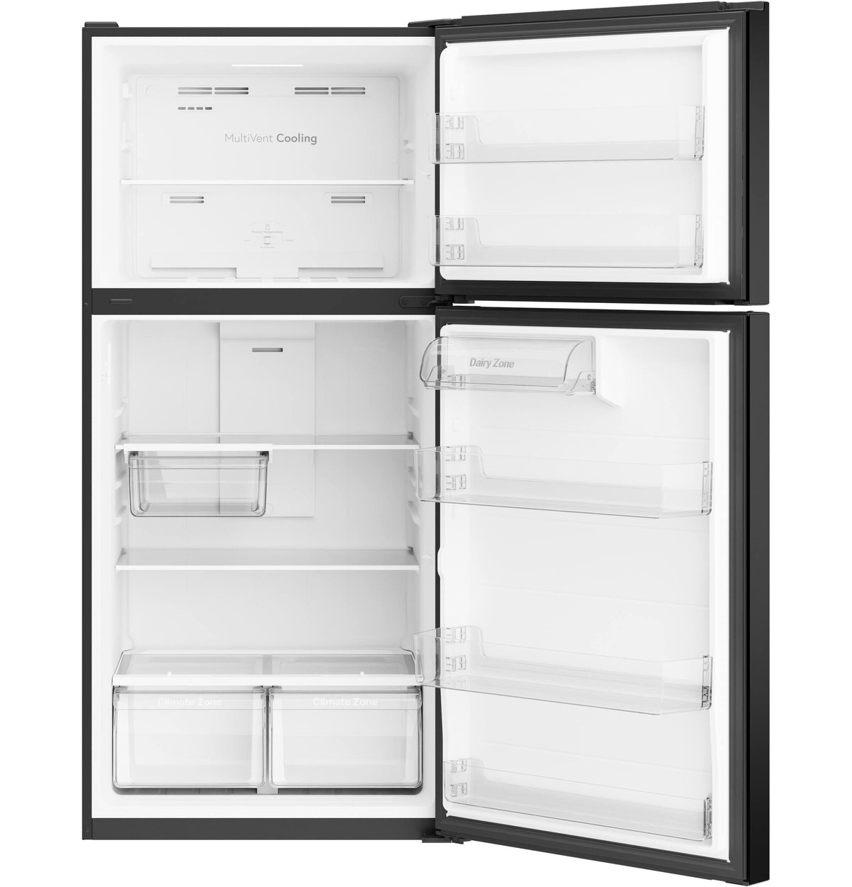 GE - 30 in. Wide 19 Cu. Ft. Freestanding Garage Ready Top Freezer Refrigerator with Bright LED Lighting - Black