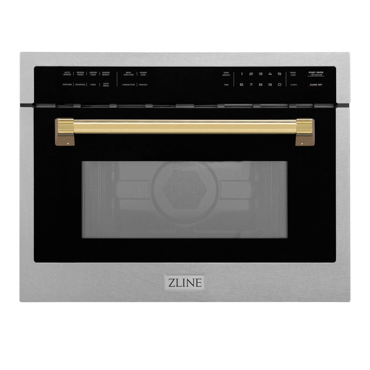 ZLINE - Autograph 24 in. 1.6 cu. ft. Built-in Convection Microwave Oven with Sensor Cooking in Satin Stainless with Gold Accents - Satin Stainless Steel