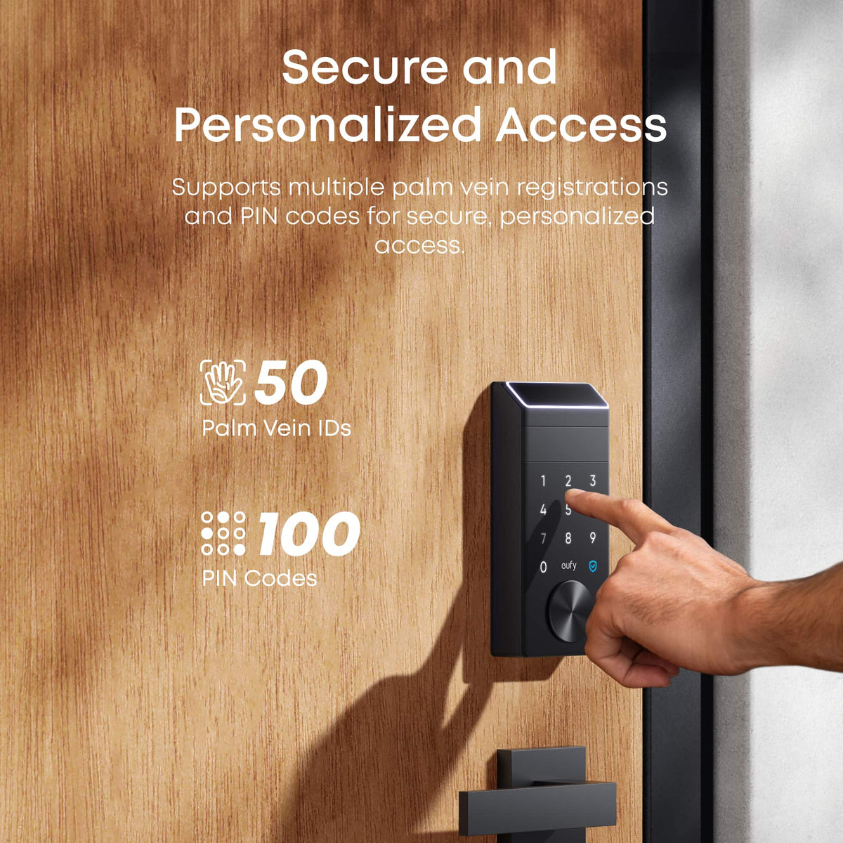 eufy - FamiLock E35 Thumb-Turn Smart Lock Deadbolt with Palm Scan for keyless entry (Compatible with Smart Devices) - Black