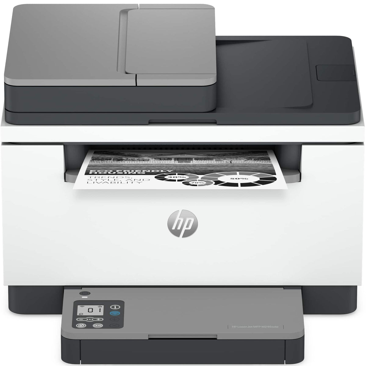 HP - LaserJet MFP M246sdw Wireless Black-and-White All-in-One Laser Printer, Scanner, Copier, AI-Enabled - White