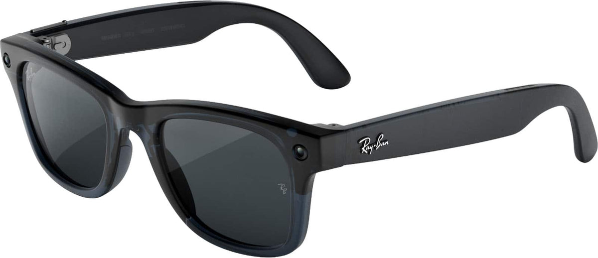 Ray-Ban Meta - (Gen 3) Wayfarer Large - AI Glasses with Camera - Grey Lenses - Transparent Matte Ocean Blue