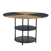 Diameter - Modern Splicing Circular Dining Table Double Layer Storage - Wood / Black