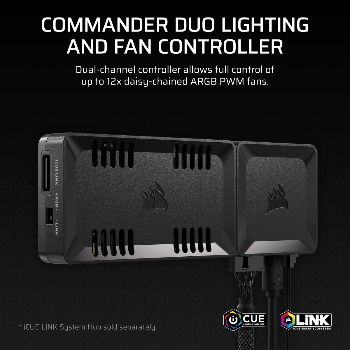 CORSAIR - Commander Duo Lighting and Fan Controller – ARGB and iCUE LINK Hybrid - Black