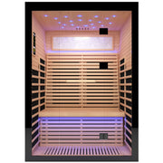 Luxury Double Far Infrared Sauna Room With Epoxy Heating Plates And Starry Sky Lighting - Black / Natural