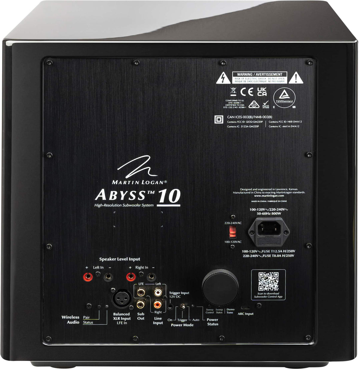 MartinLogan - Abyss 10, 10” Hybrid, Powered Subwoofer, with Magnitude MT-1.6kW Amplifier, Sub Control App, and Wireless Built-In - Gloss Black