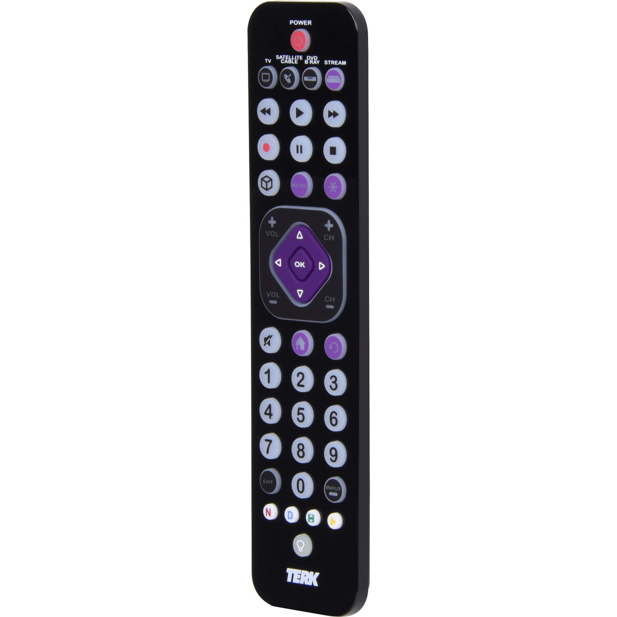 TERK - Rechargeable 4-Device Backlit Universal Remote - Black