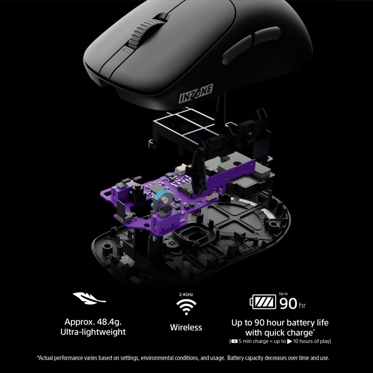 Sony - INZONE Mouse-A Ultra-Lightweight Optical Switch Wireless 8K Gaming Mouse - Wireless - Black