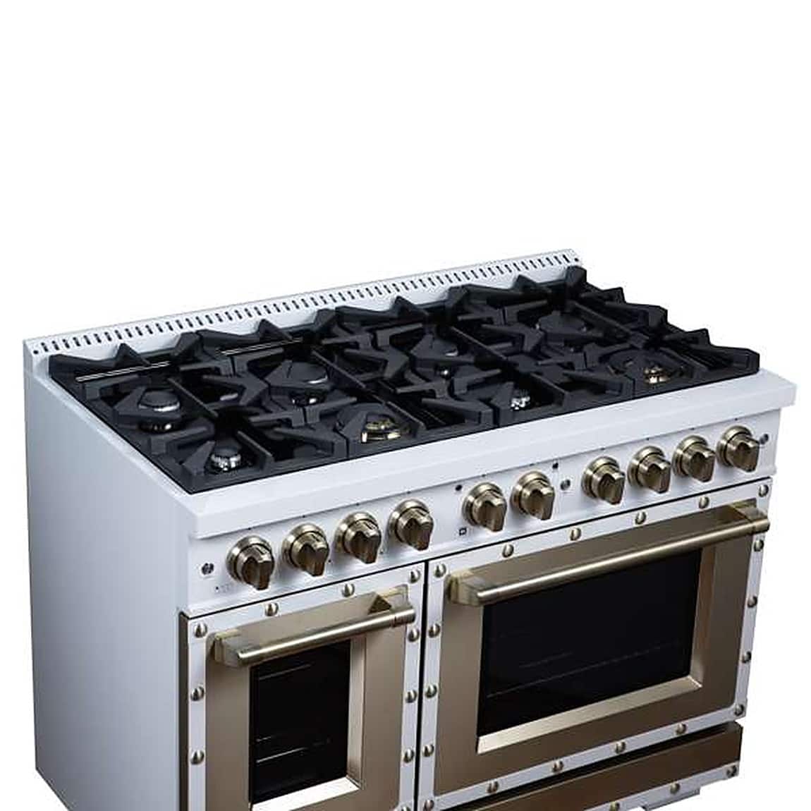 Forno Appliances - 48 in. Wide 8 Burner Valente 6.7 Cu. Ft. Freestanding Double Oven Gas Convection Range - White