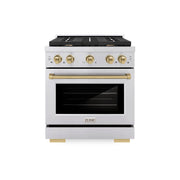 ZLINE - 30 in. Wide 4 Burner Autograph Edition Paramount Gas Range with Champagne Bronze Accents (SGRZ-30-CB) - Stainless Steel