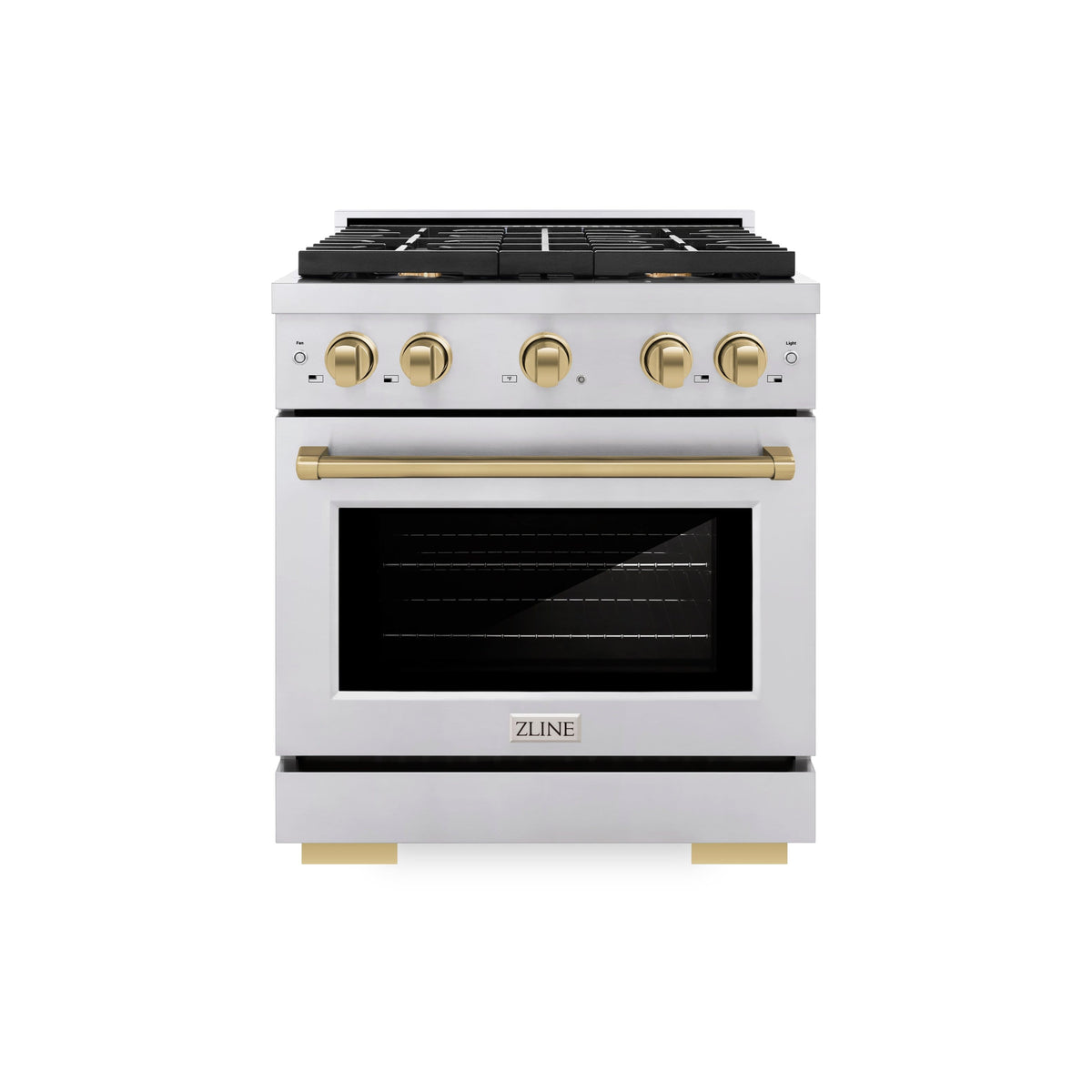 ZLINE - 30 in. Wide 4 Burner Autograph Edition Paramount Gas Range with Champagne Bronze Accents (SGRZ-30-CB) - Stainless Steel
