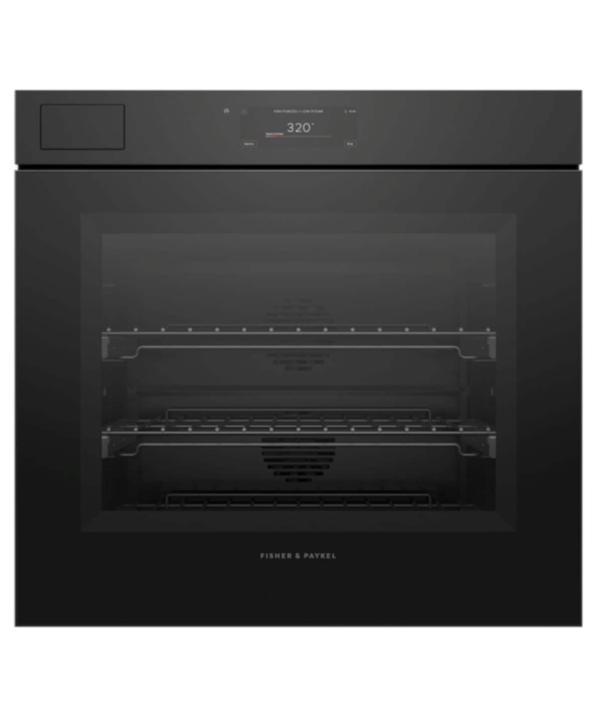 Fisher & Paykel - 30" 4.9 cu. Ft. Single Oven w/ Steam Assist, 6.8" Touchscreen, Self-Cleaning, Handleless - Minimal (Soft - Black