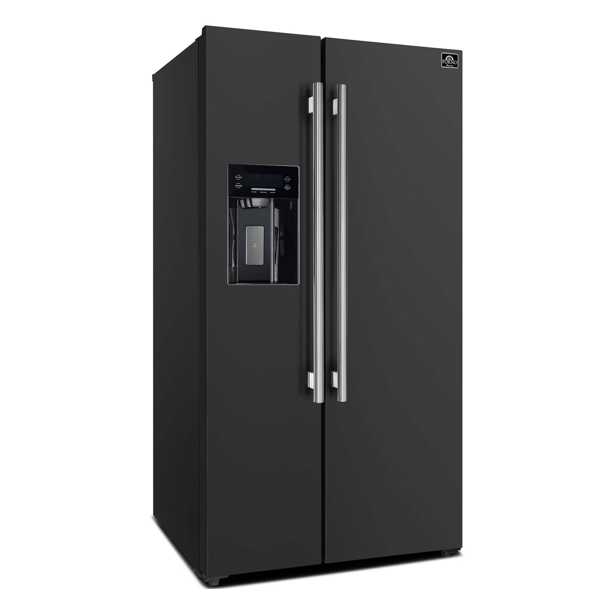 Forno Appliances - 36 in. Wide Salerno 20 Cu. Ft. Side-by-Side Counter-Depth Refrigerator with Ice and Water Dispenser - Black
