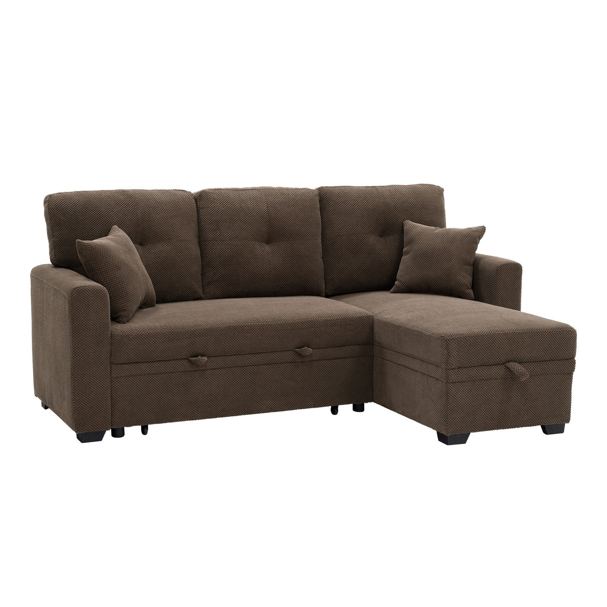 Sofá seccional cama con nido extraíble, chaiselongue reversible