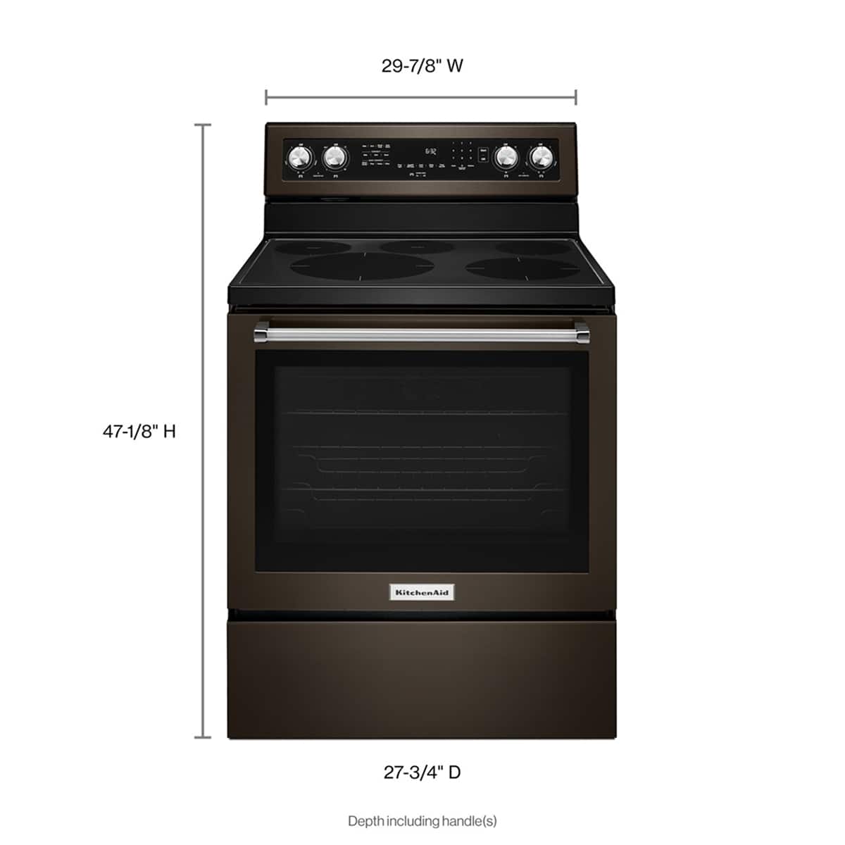 KitchenAid - 30 in. Wide 3 elements 6.4 cu. ft. Self-Cleaning Freestanding Electric Convection Range - Black Stainless Steel