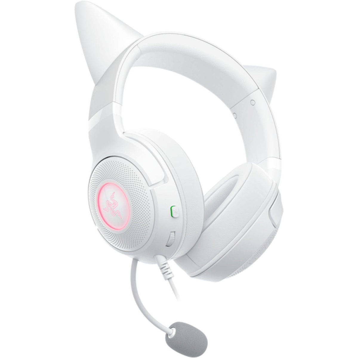 Razer - Kraken Kitty V2 Wired Over-the-Ear Gaming Headset for PC, Mac, Nintendo Switch, Steam Deck, Mobile, and Tablet - White