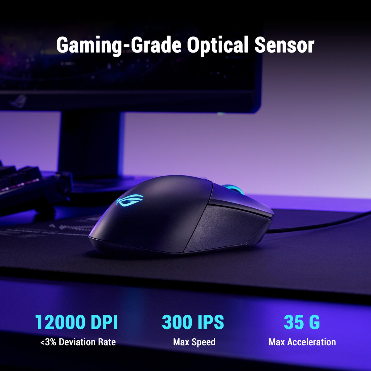 ASUS - ROG Gladius III Core Lightweight Optical Ergonomic Gaming Mouse - Wired - Black