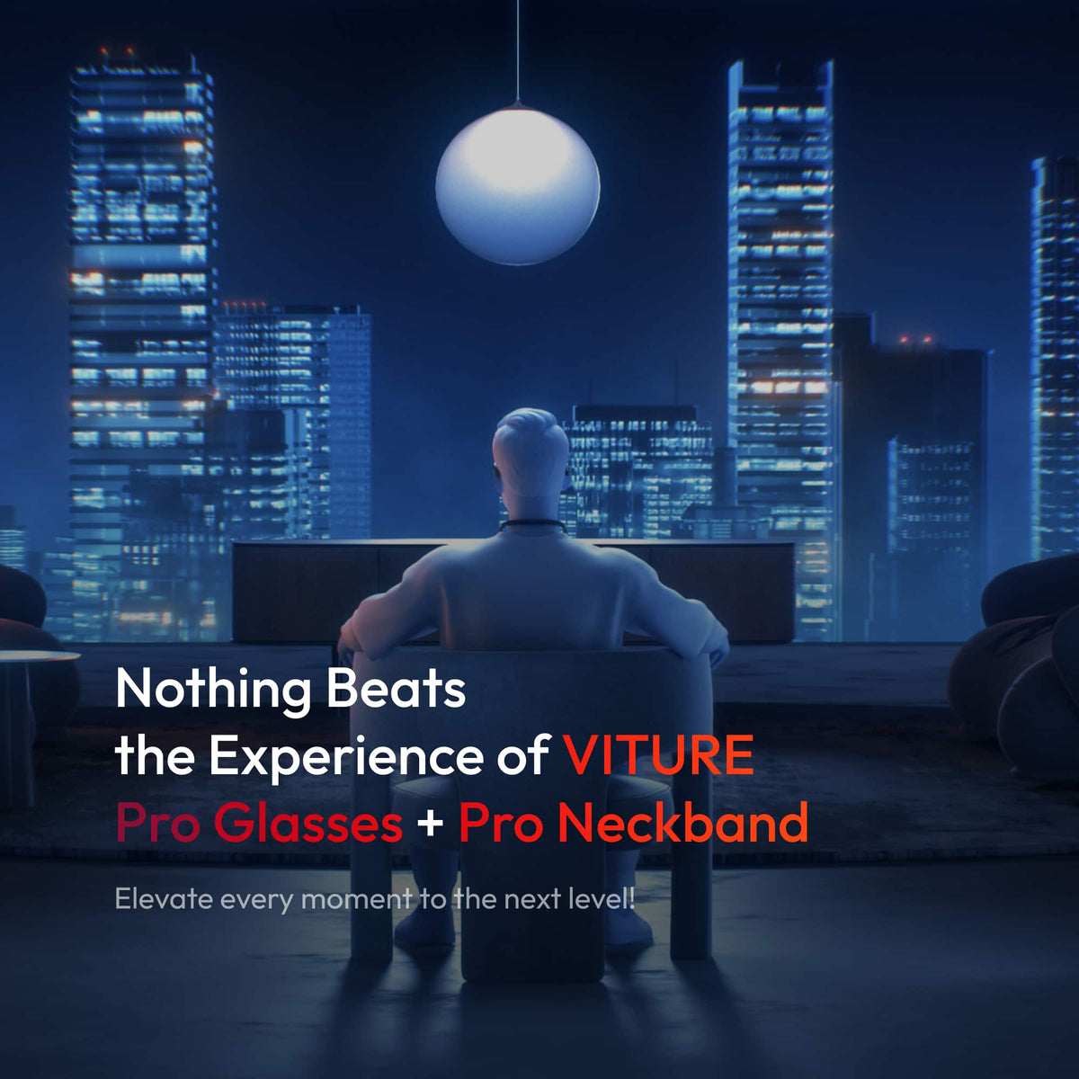 VITURE - Pro Neckband - Multi-screen/3DoF/Smooth Follow/Ambient Mode, 3D Player, AI Assistant - 12GB+256GB - Black
