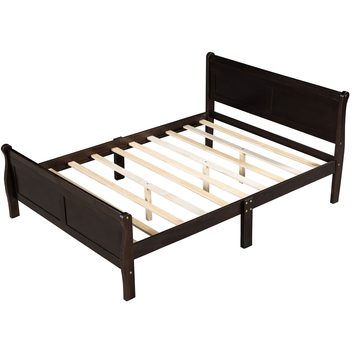 Platform Bed Frame Mattress Foundation Sleigh Bed With Headboard / Footboard / Wood Slat Suppor