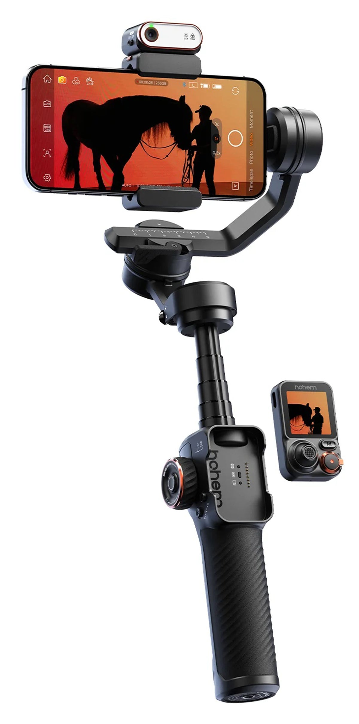 Hohem - iSteady M7 3-Axis Gimbal Stabilizer for Smartphone w/ AI Tracking, Remote Control, Extendable Pole, & Magnetic RGB Light - Black