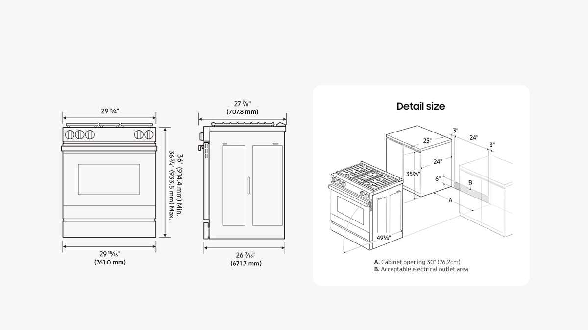 Samsung - 30 in. Wide 5 Burner Bespoke 6.0 Cu. Ft. Slide-In Gas Range with Precision Knobs - Stainless Steel