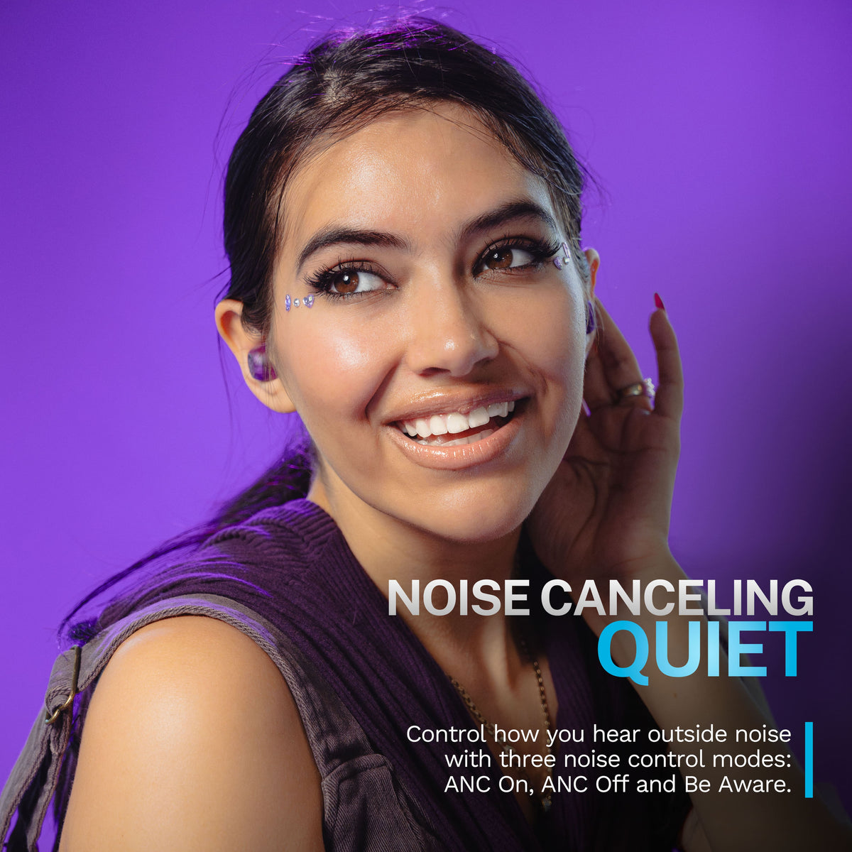 JLab - GO Pop ANC True Wireless Bluetooth Earbuds with Active Noise Cancelling, 24+ Hour Battery & Custom EQ - Transparent Purple