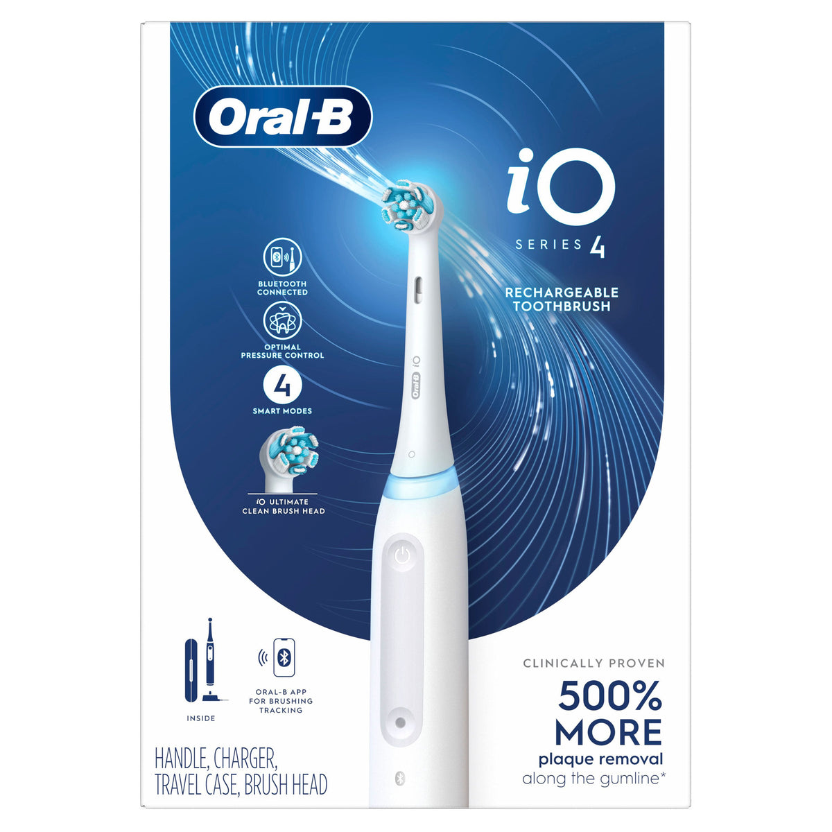 Oral-B - iO Series 4 Rechargeable Electric Toothbrush w/Brush Head - White